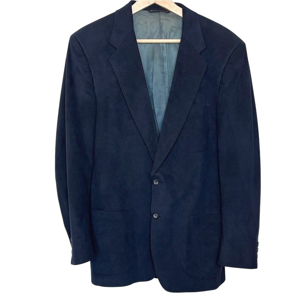 Vintage Neiman Marcus Microsuede Blazer Made in USA 1980s Navy